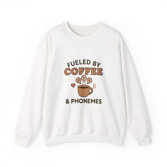 Fueled by Coffee and Phonemes Sweatshirt – Speech Therapist Crewneck | SLP Gift | Grad Student Apparel | Cozy ASHA Sweater for SLPs & SLPAs