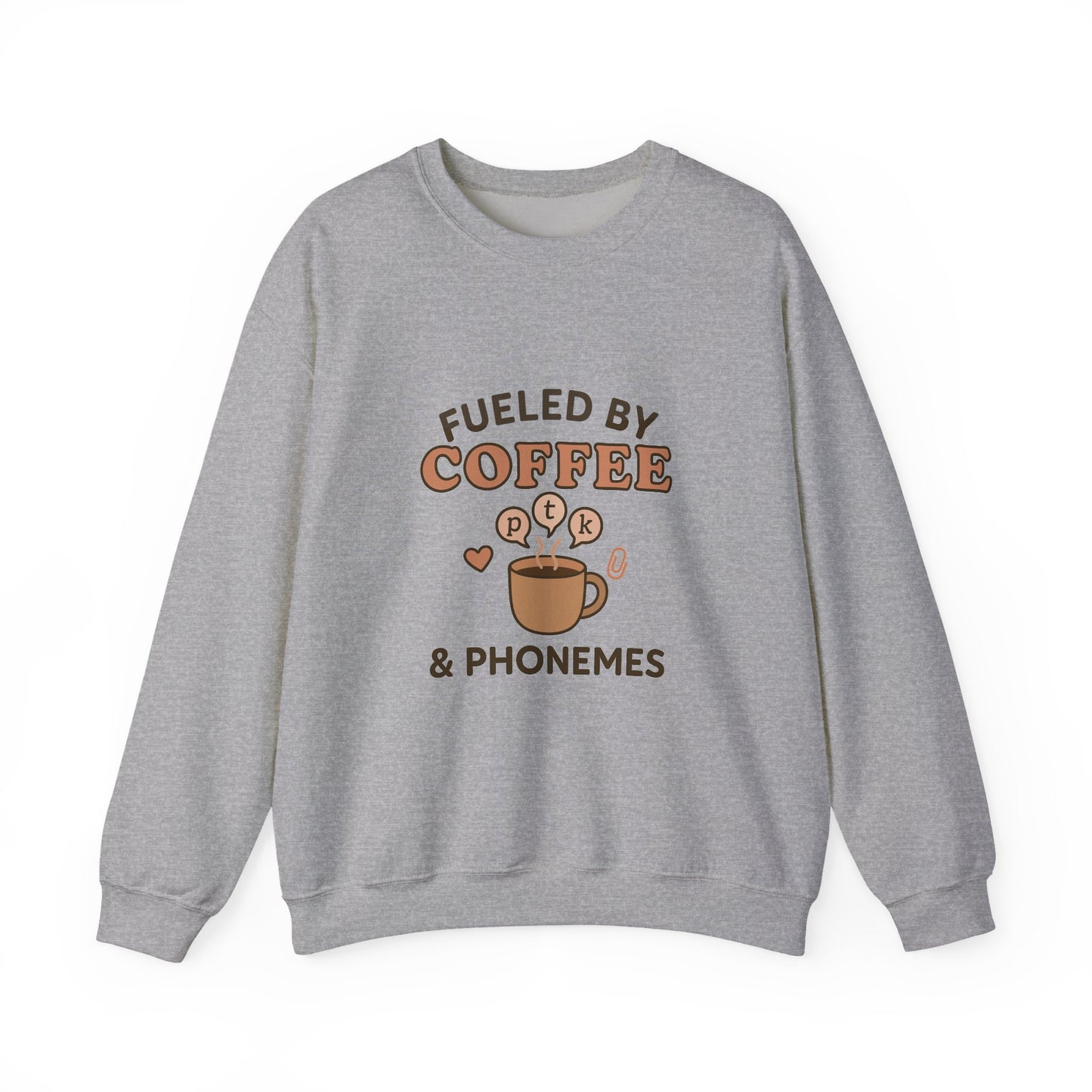 Fueled by Coffee and Phonemes Sweatshirt – Speech Therapist Crewneck | SLP Gift | Grad Student Apparel | Cozy ASHA Sweater for SLPs & SLPAs