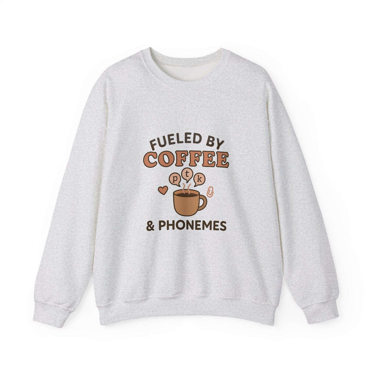 Fueled by Coffee and Phonemes Sweatshirt – Speech Therapist Crewneck | SLP Gift | Grad Student Apparel | Cozy ASHA Sweater for SLPs & SLPAs
