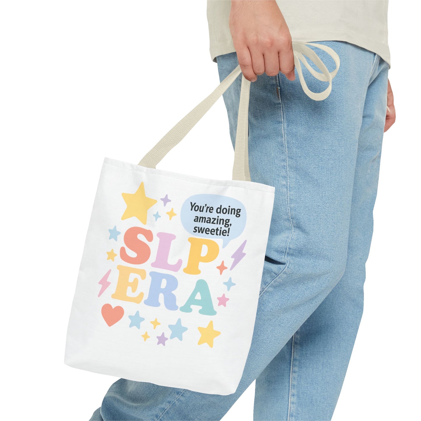 SLP Era Tote Bag | Speech Therapist Tote | Pastel Motivational SLP Bag | "You're Doing Amazing, Sweetie!" Cute Speech Therapy Gift