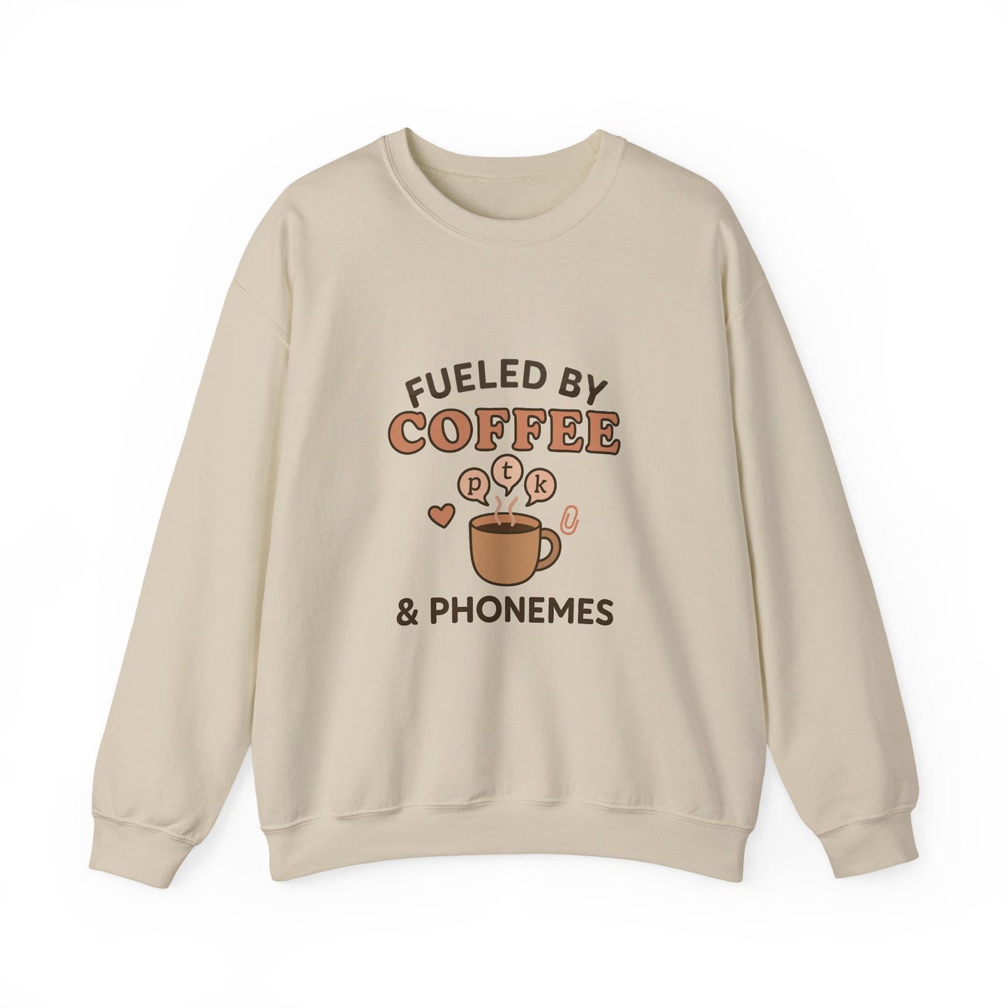 Fueled by Coffee and Phonemes Sweatshirt – Speech Therapist Crewneck | SLP Gift | Grad Student Apparel | Cozy ASHA Sweater for SLPs & SLPAs
