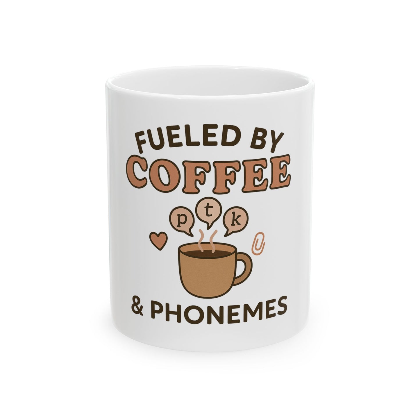 Fueled by Coffee and Phonemes Mug – SLP Coffee Cup | Speech Therapist Gift | Funny Speech Pathology Grad Student Mug | SLPA Desk Accessory