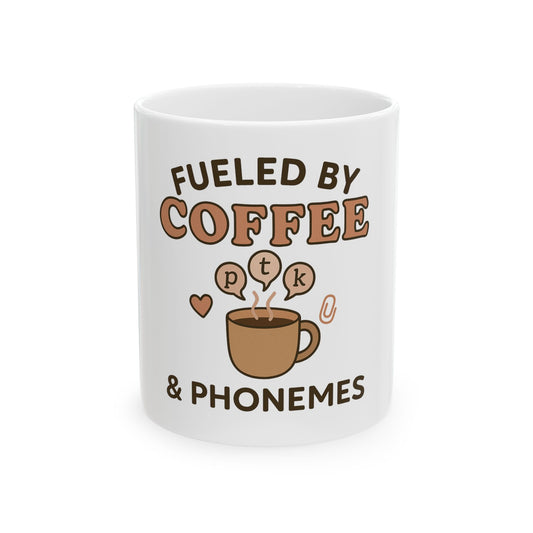 Fueled by Coffee and Phonemes Mug – SLP Coffee Cup | Speech Therapist Gift | Funny Speech Pathology Grad Student Mug | SLPA Desk Accessory