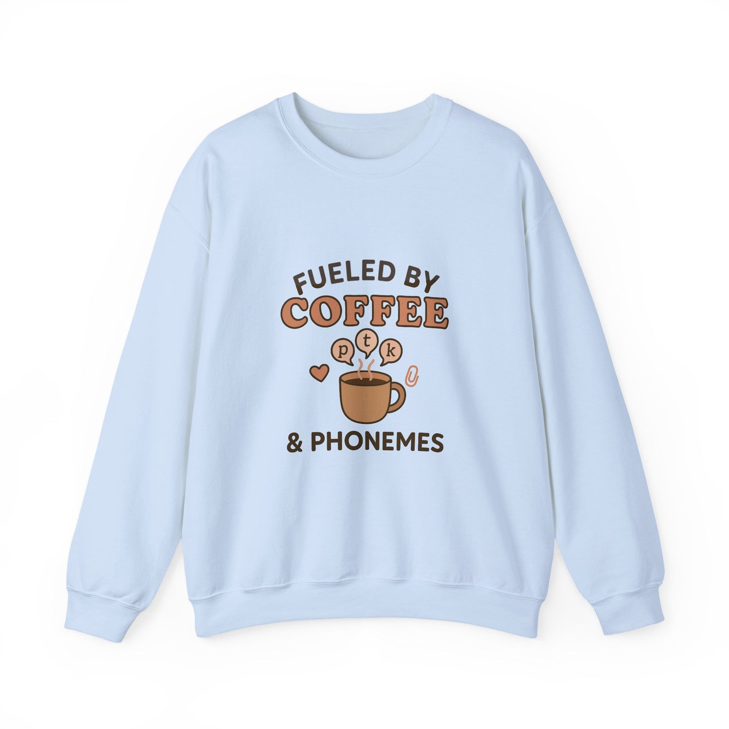 Fueled by Coffee and Phonemes Sweatshirt – Speech Therapist Crewneck | SLP Gift | Grad Student Apparel | Cozy ASHA Sweater for SLPs & SLPAs