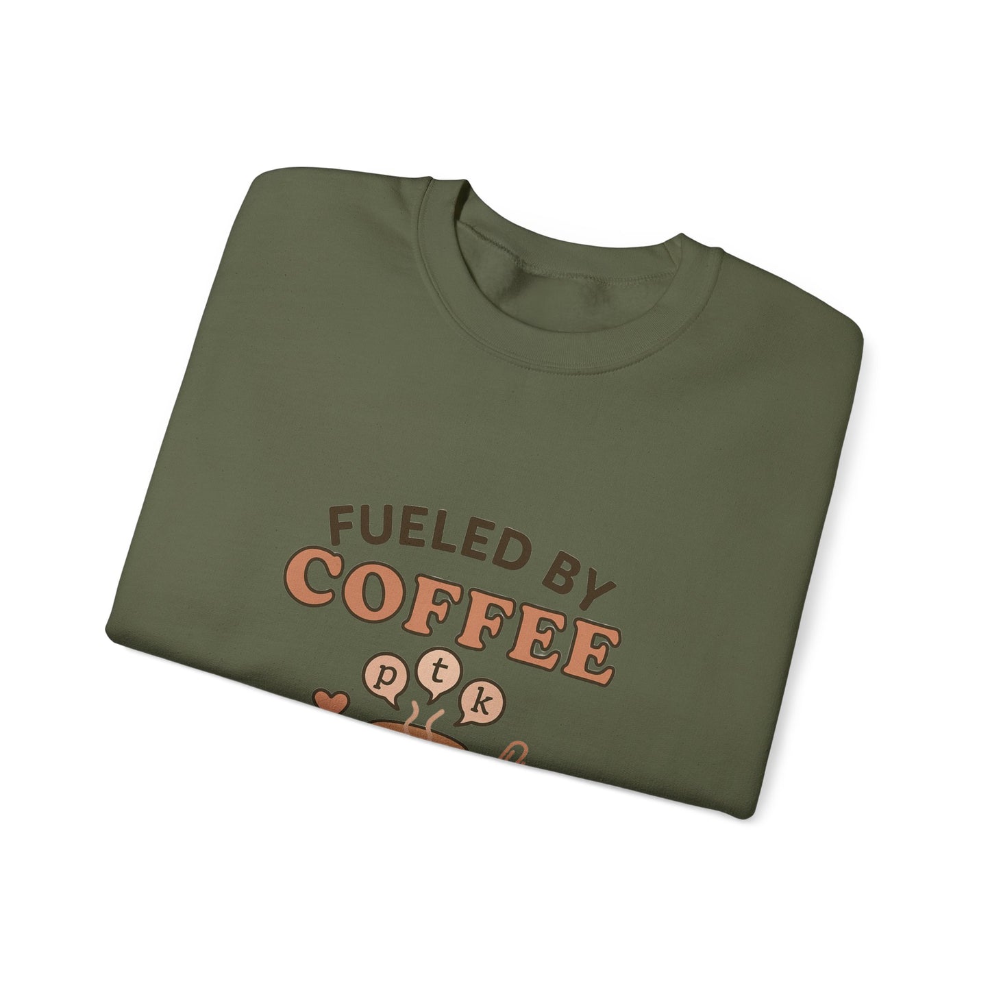 Fueled by Coffee and Phonemes Sweatshirt – Speech Therapist Crewneck | SLP Gift | Grad Student Apparel | Cozy ASHA Sweater for SLPs & SLPAs