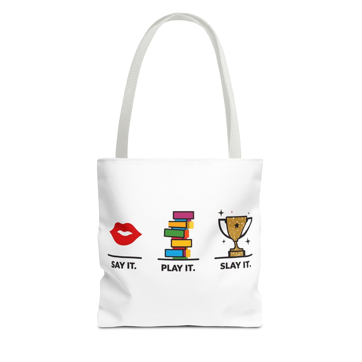 Say It. Play It. Slay It. Speech Therapy Tote Bag – SLP Gift for Grad Students, Speech Pathologists, and SLPAs
