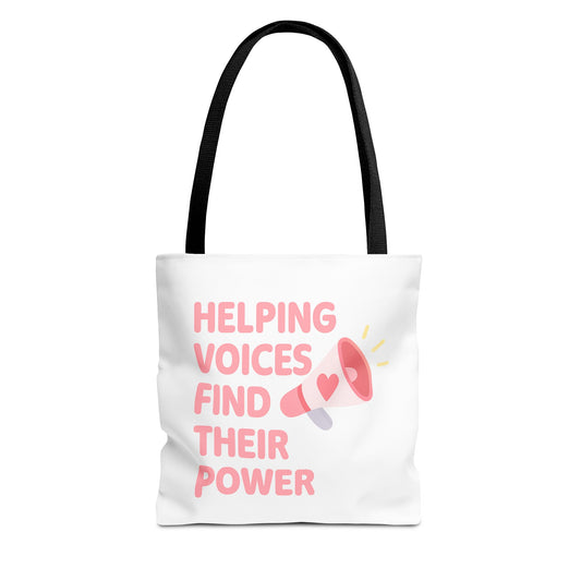 Helping Voices Find Their Power Tote Bag | SLP Speech Therapist Gift | AAC Advocate Bag  Communication Support Bag