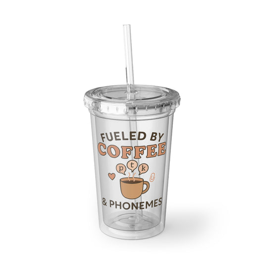 Fueled by Coffee and Phonemes Acrylic Cup– SLP Coffee Cup | Speech Therapist Gift | Funny Speech Pathology Grad Student Mug | SLPA Desk Accessory