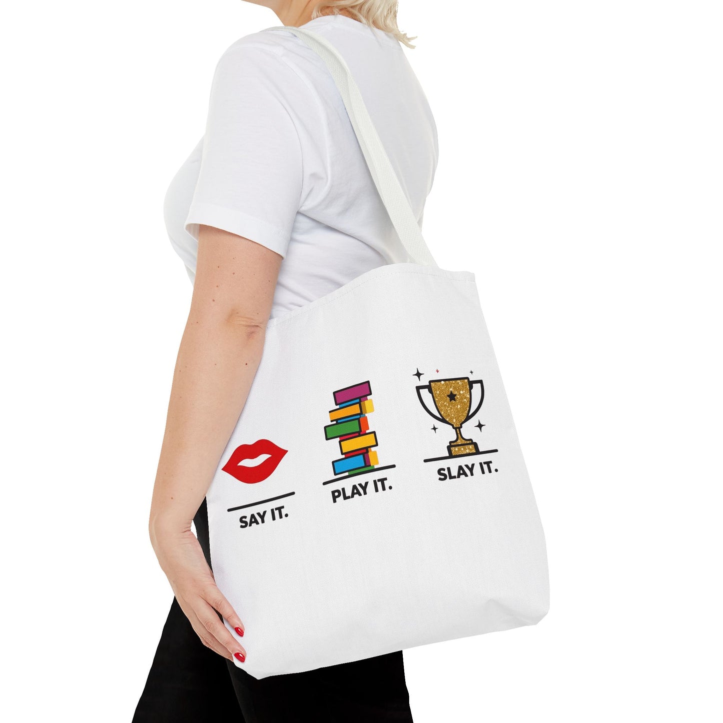 Say It. Play It. Slay It. Speech Therapy Tote Bag – SLP Gift for Grad Students, Speech Pathologists, and SLPAs