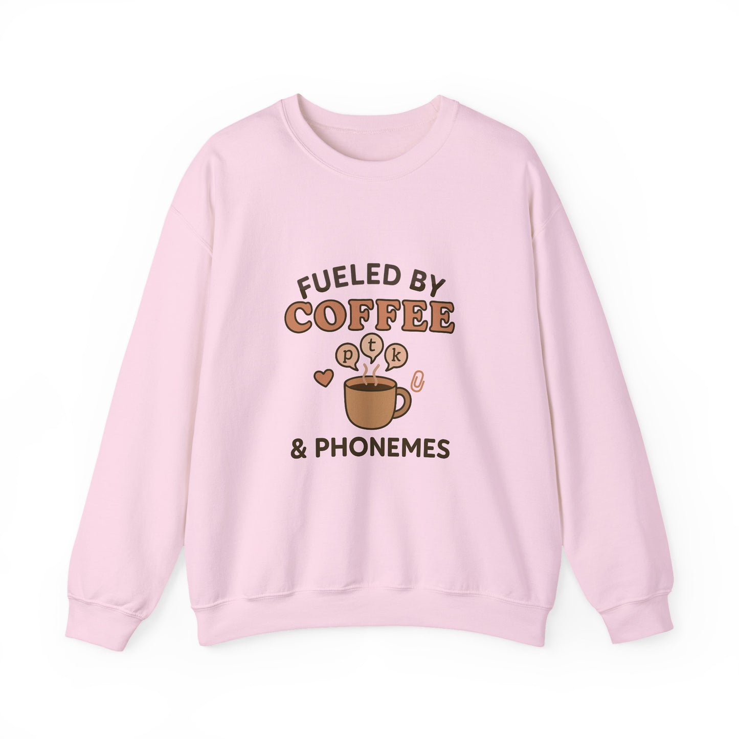 Fueled by Coffee and Phonemes Sweatshirt – Speech Therapist Crewneck | SLP Gift | Grad Student Apparel | Cozy ASHA Sweater for SLPs & SLPAs