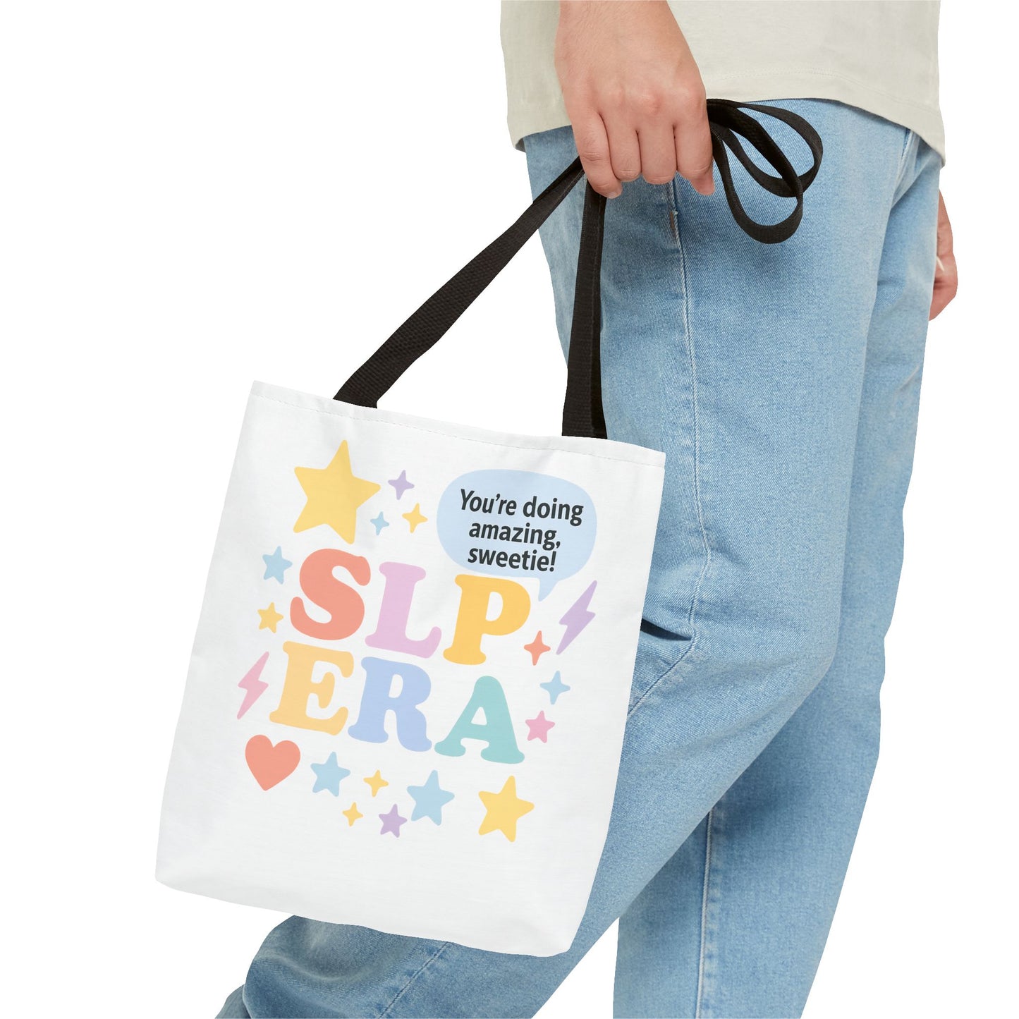 SLP Era Tote Bag | Speech Therapist Tote | Pastel Motivational SLP Bag | "You're Doing Amazing, Sweetie!" Cute Speech Therapy Gift