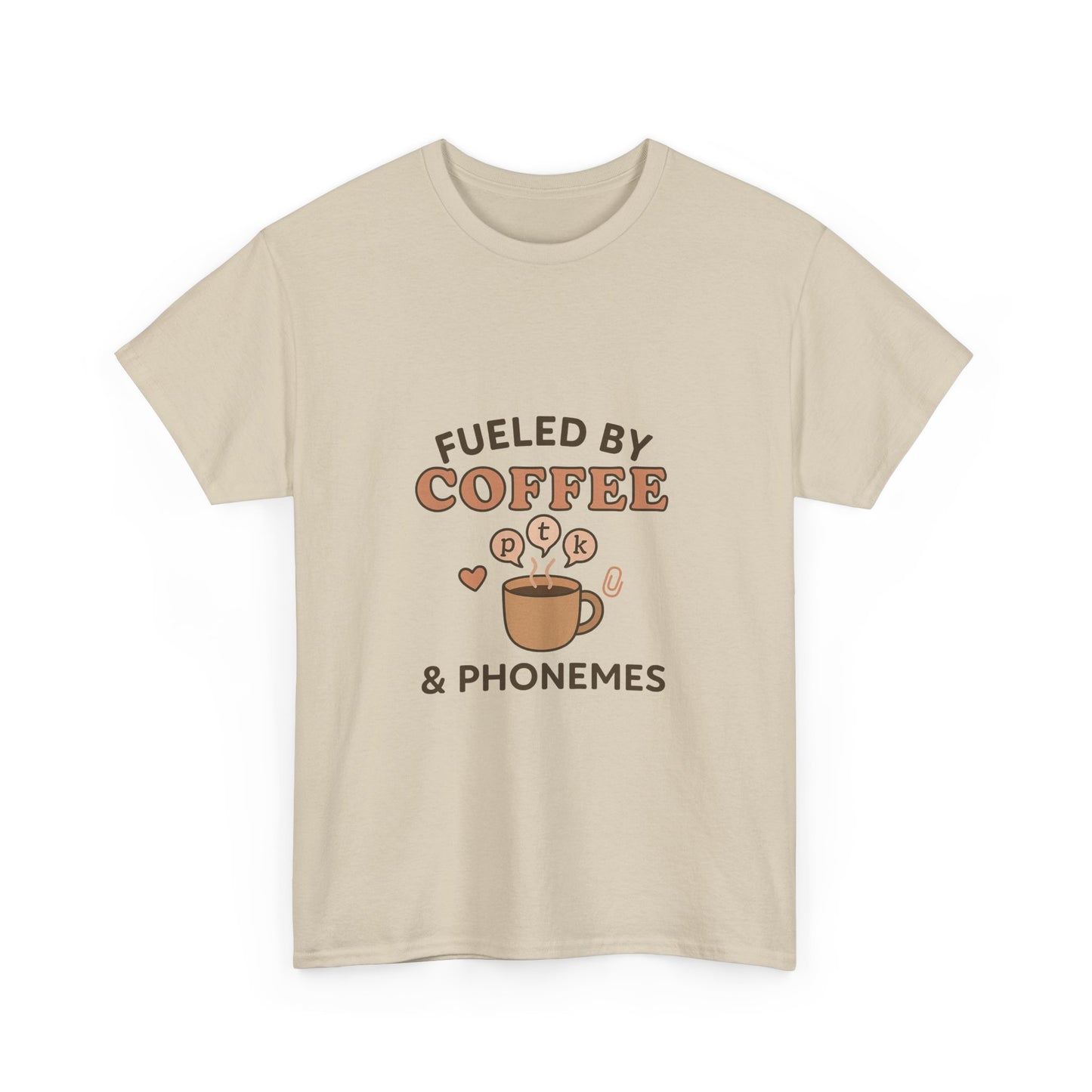 Fueled by Coffee and Phonemes T-Shirt – SLP Gift Tee for Speech Therapists | Speech Language Pathology Shirt | ASHA Grad Student Apparel