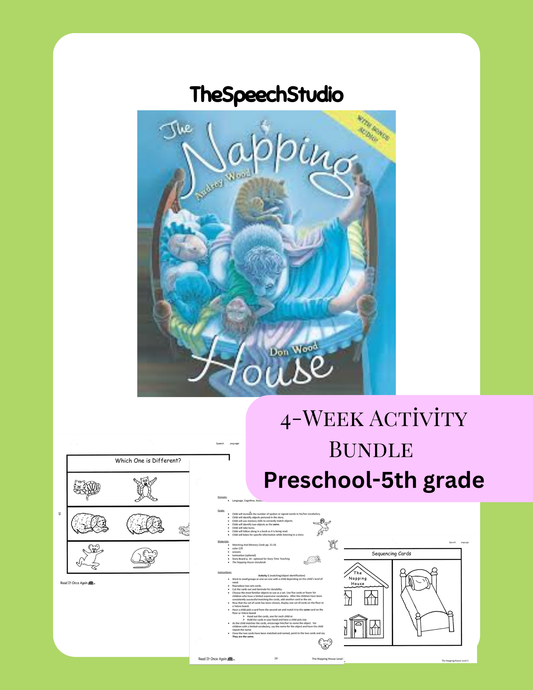 Speech Therapy Story Companion | The Napping House | Sequencing + Repetitive Language Activities |SLP Resource