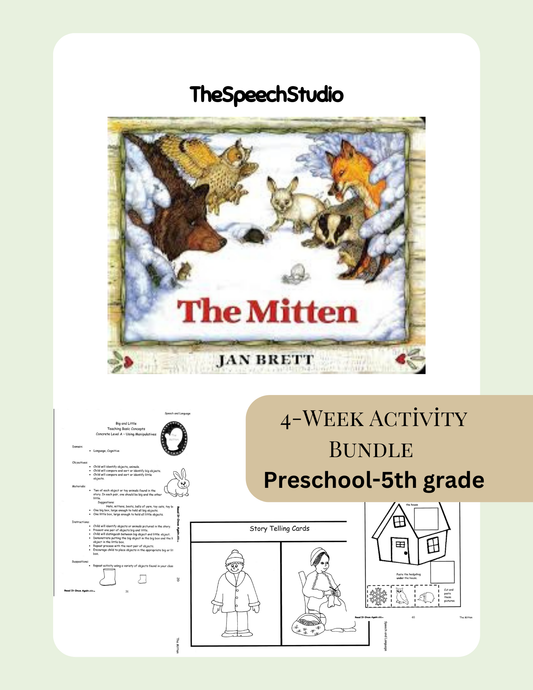 Speech Therapy Story Companion | The Mitten | Winter Sequencing & Language Activities | SLP Book-Based Resource