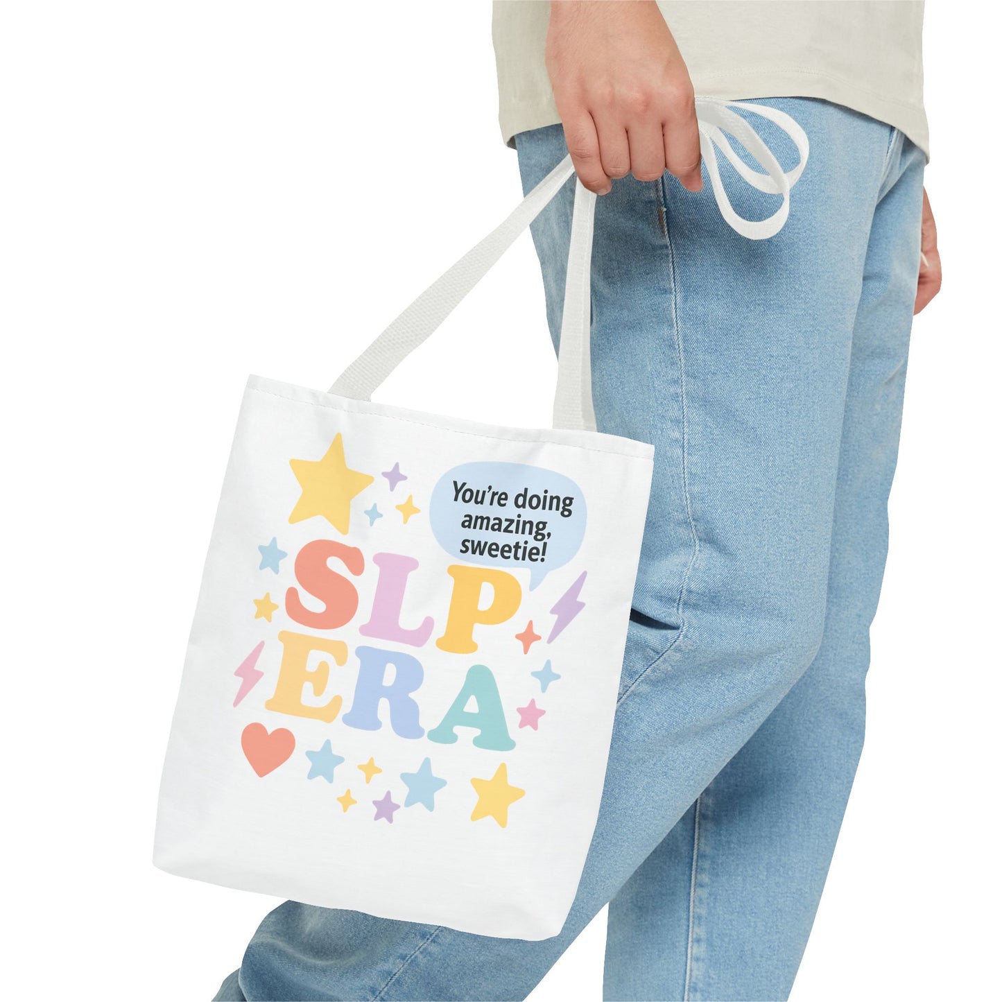 SLP Era Tote Bag | Speech Therapist Tote | Pastel Motivational SLP Bag | "You're Doing Amazing, Sweetie!" Cute Speech Therapy Gift