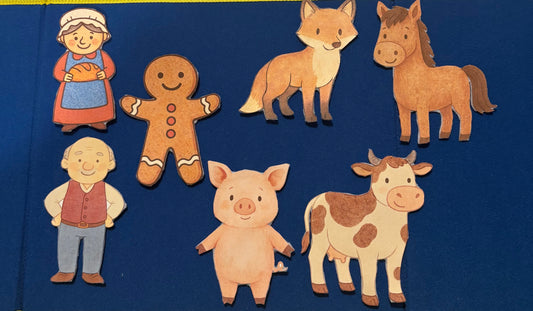 Felt Board Story Set – The Gingerbread Man | Speech Therapy Story Retell Props | Preschool Visuals for Language Learning