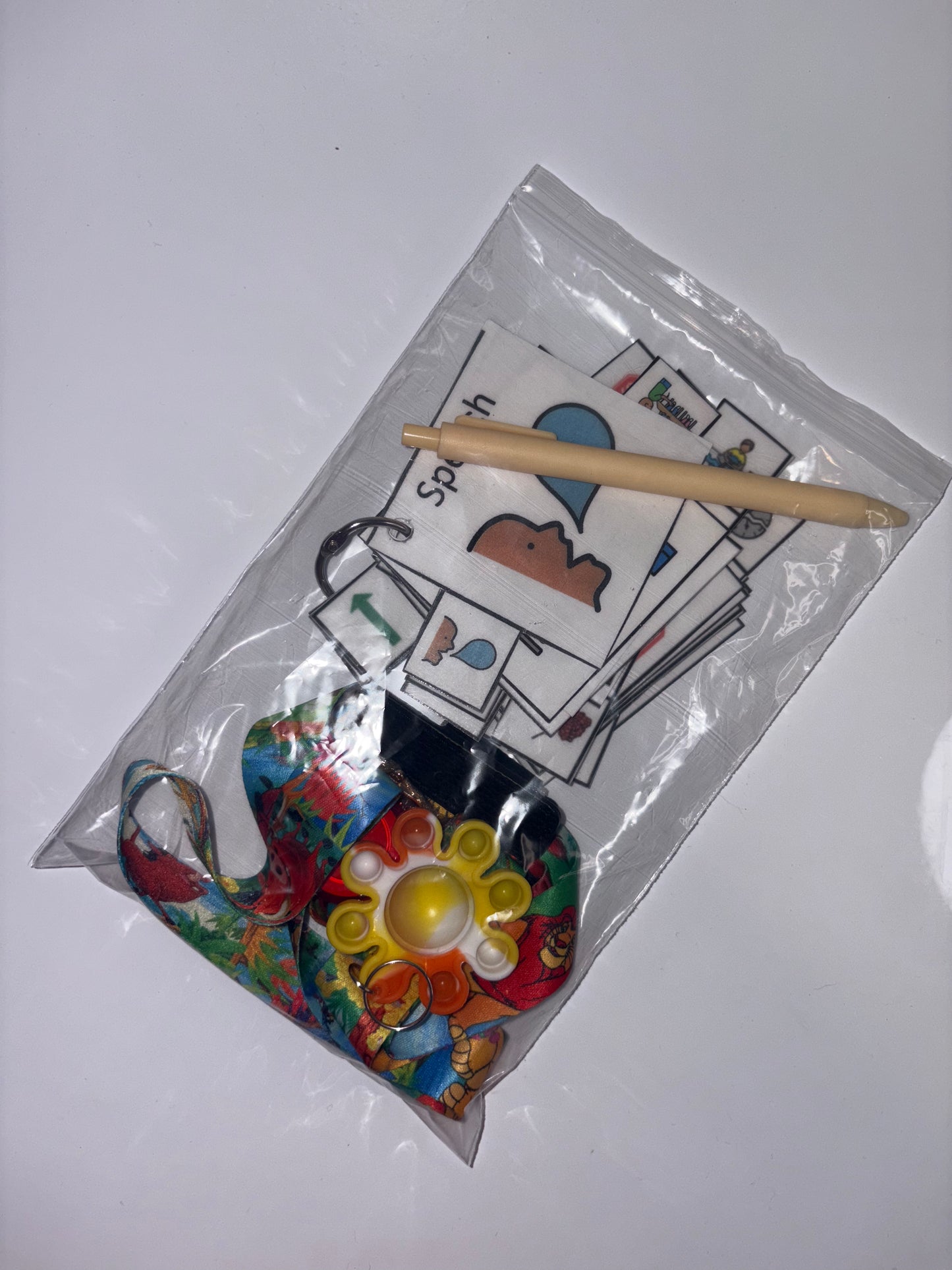 Lion King Multimodal Communication Lanyard with Fidget and Pen (Characters) – Sensory Support for Teachers, Therapists and Students with Autism