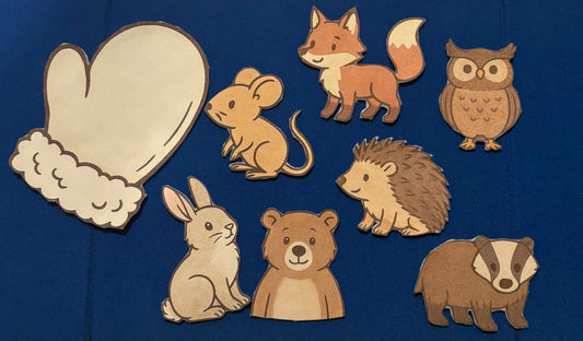 Felt Board Story Set – The Mitten | Jan Brett Story Visuals | Speech Therapy Sequencing Props | Winter Storytime Tools