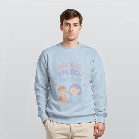Proud Speech Parent Sweatshirt – Soft Pastel Crewneck for Supportive SLP Families