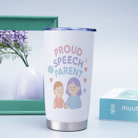 Proud Speech Parent Tumbler – Insulated Cup for SLP Moms, Dads & Caregivers