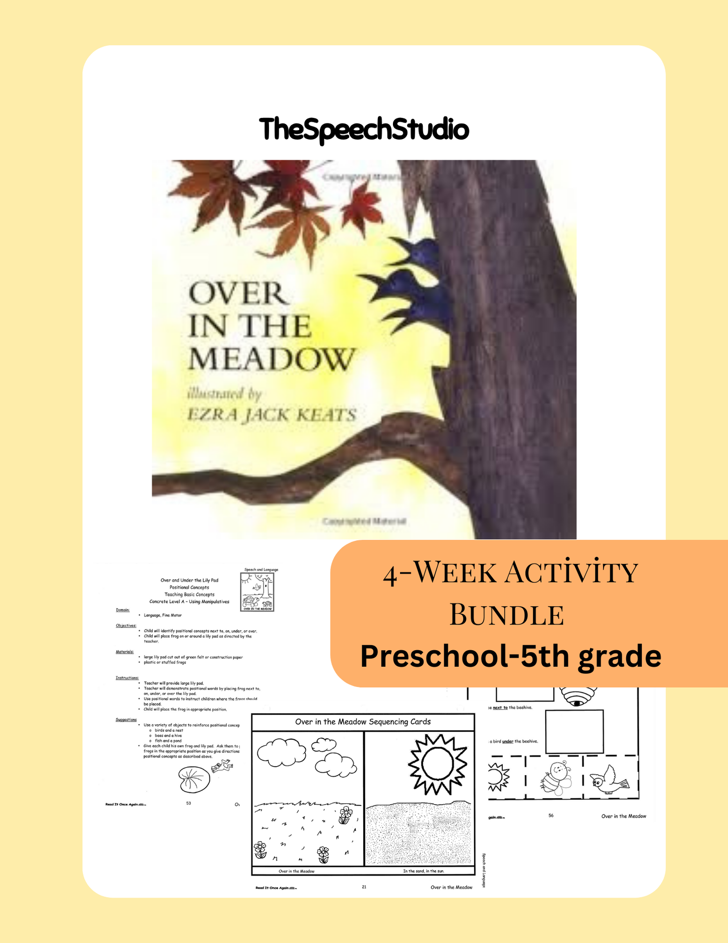 Speech Therapy Story Companion | Over in the Meadow | Spring Animal Themed SLP Activities | Language + Literacy Book Companion