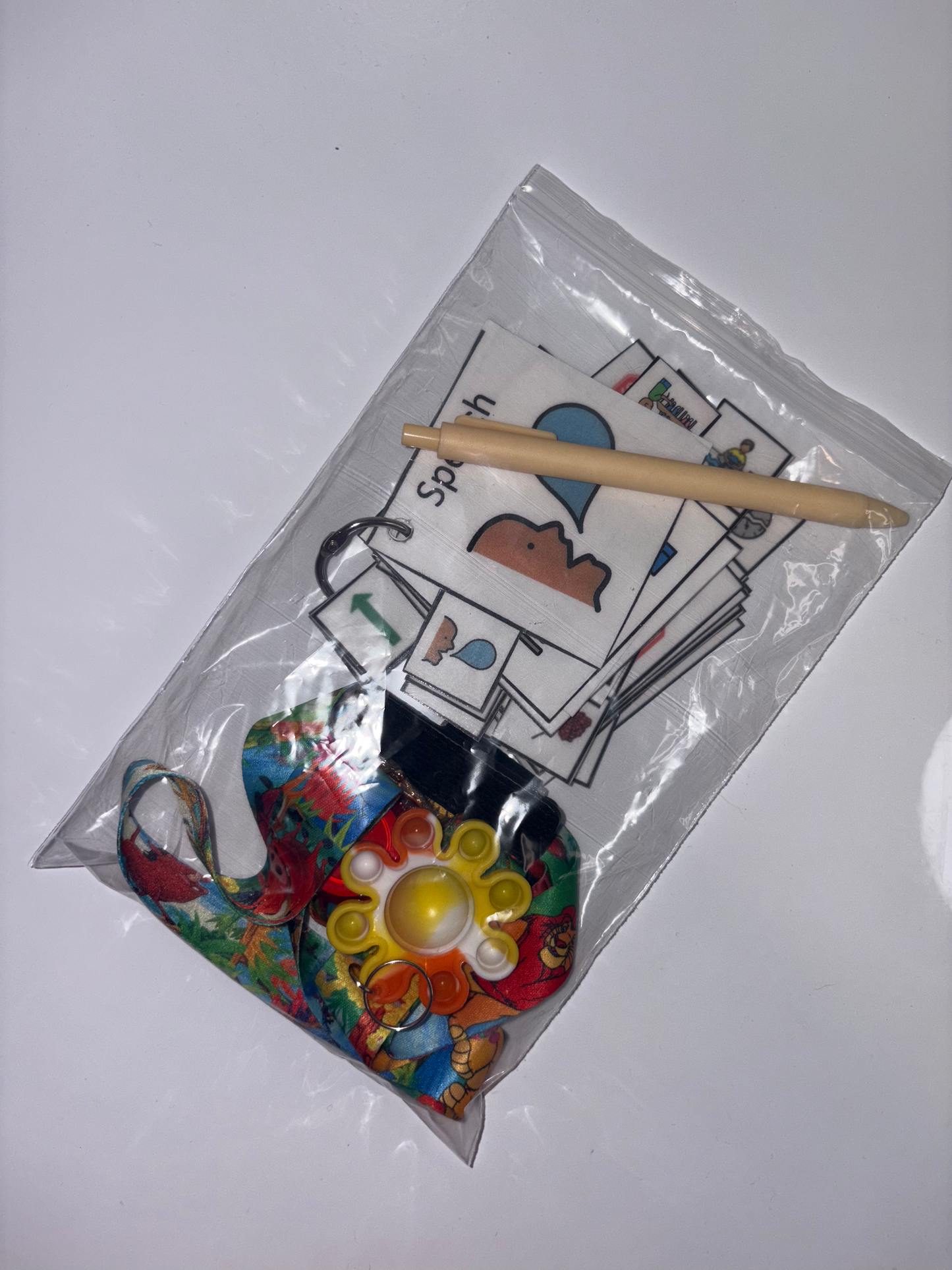 Lilo and Stitch Multimodal Communication Lanyard with Fidget and Pen (Stitch Love) – Sensory Support for Teachers, Therapists and Students with Autism